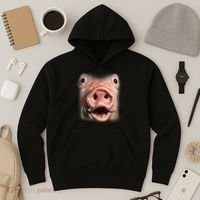 Funny Surprised Pig Face Meme Big Troll Hog Piggy Face Hoodie thumb 3
