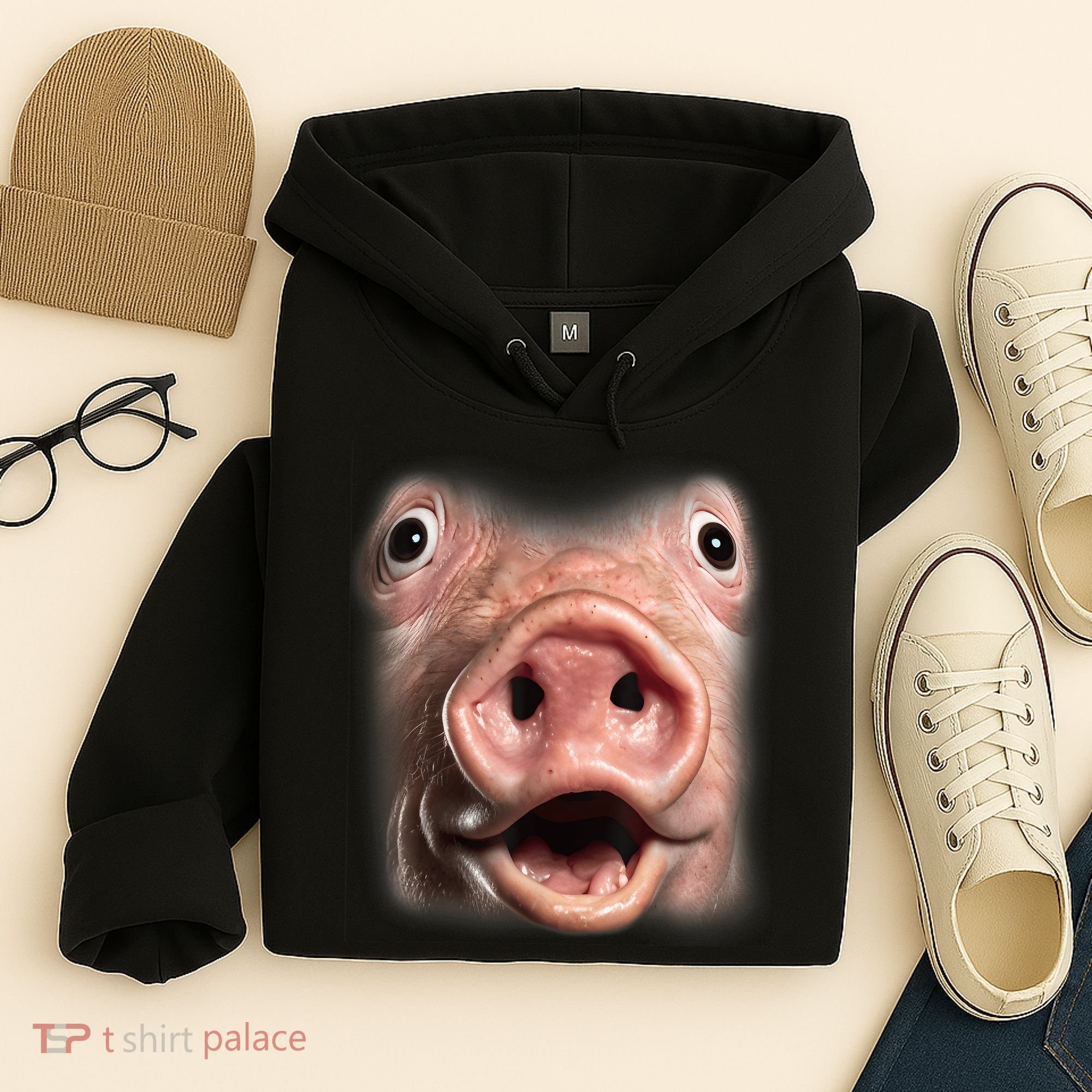Funny Surprised Pig Face Meme Big Troll Hog Piggy Face Hoodie