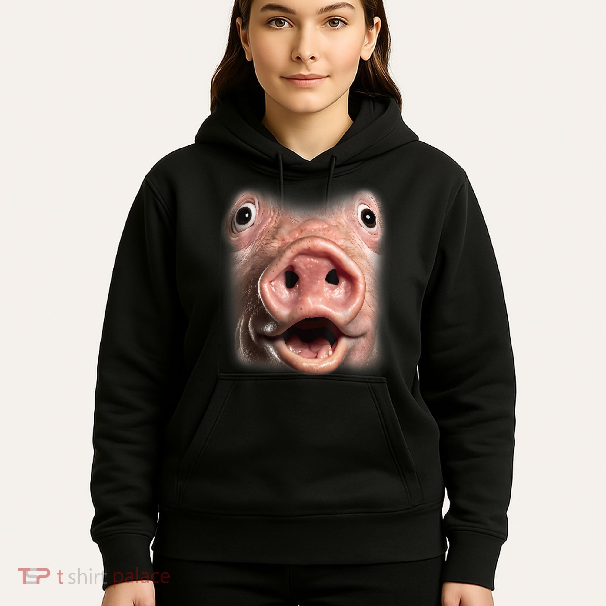 Funny Surprised Pig Face Meme Big Troll Hog Piggy Face Hoodie