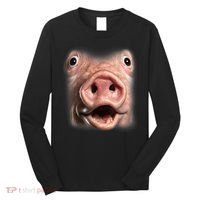 Funny Surprised Pig Face Meme Big Troll Hog Piggy Face Long Sleeve Shirt thumb 0