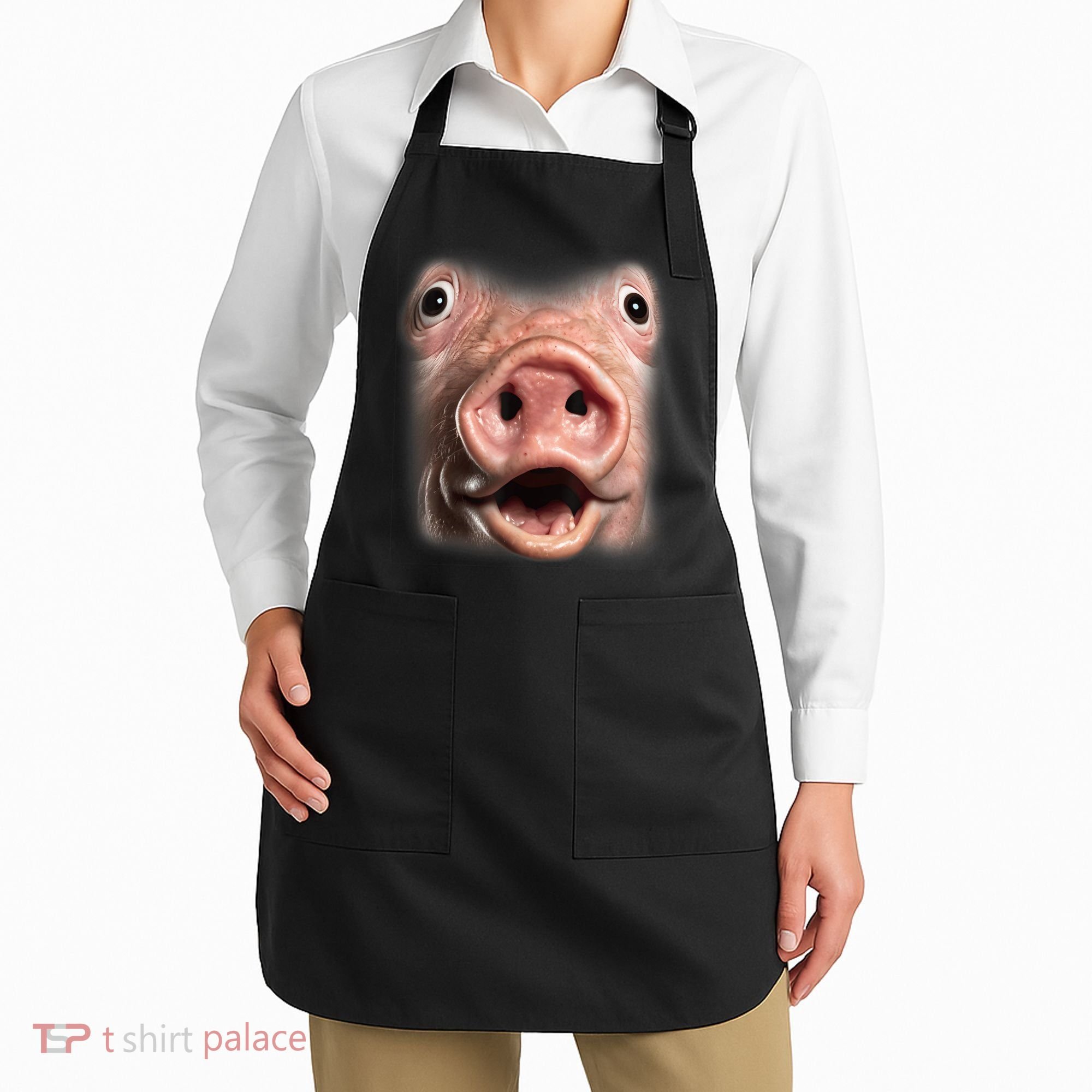 Funny Surprised Pig Face Meme Big Troll Hog Piggy Face Apron