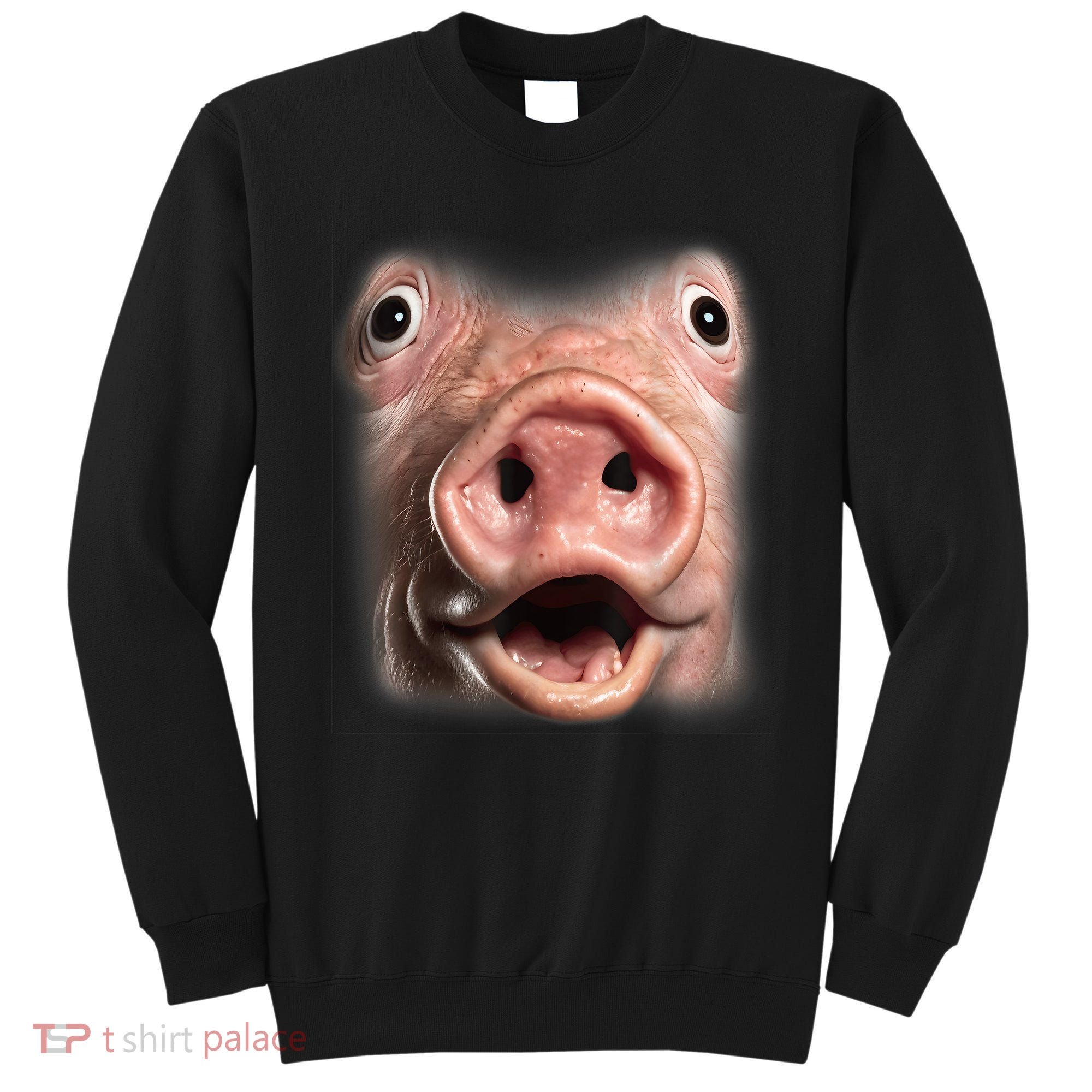 Funny Surprised Pig Face Meme Big Troll Hog Piggy Face Sweatshirt