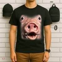 Funny Surprised Pig Face Meme Big Troll Hog Piggy Face T-Shirt thumb 6