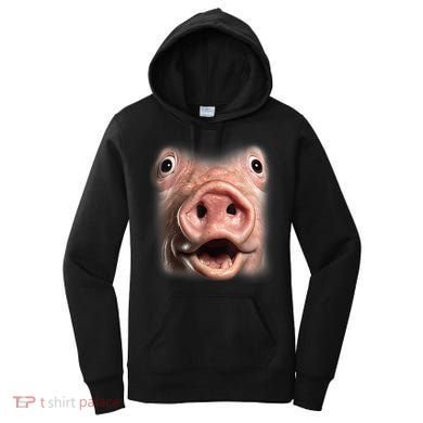 Funny Surprised Pig Face Meme Big Troll Hog Piggy Face Women's Hoodie
