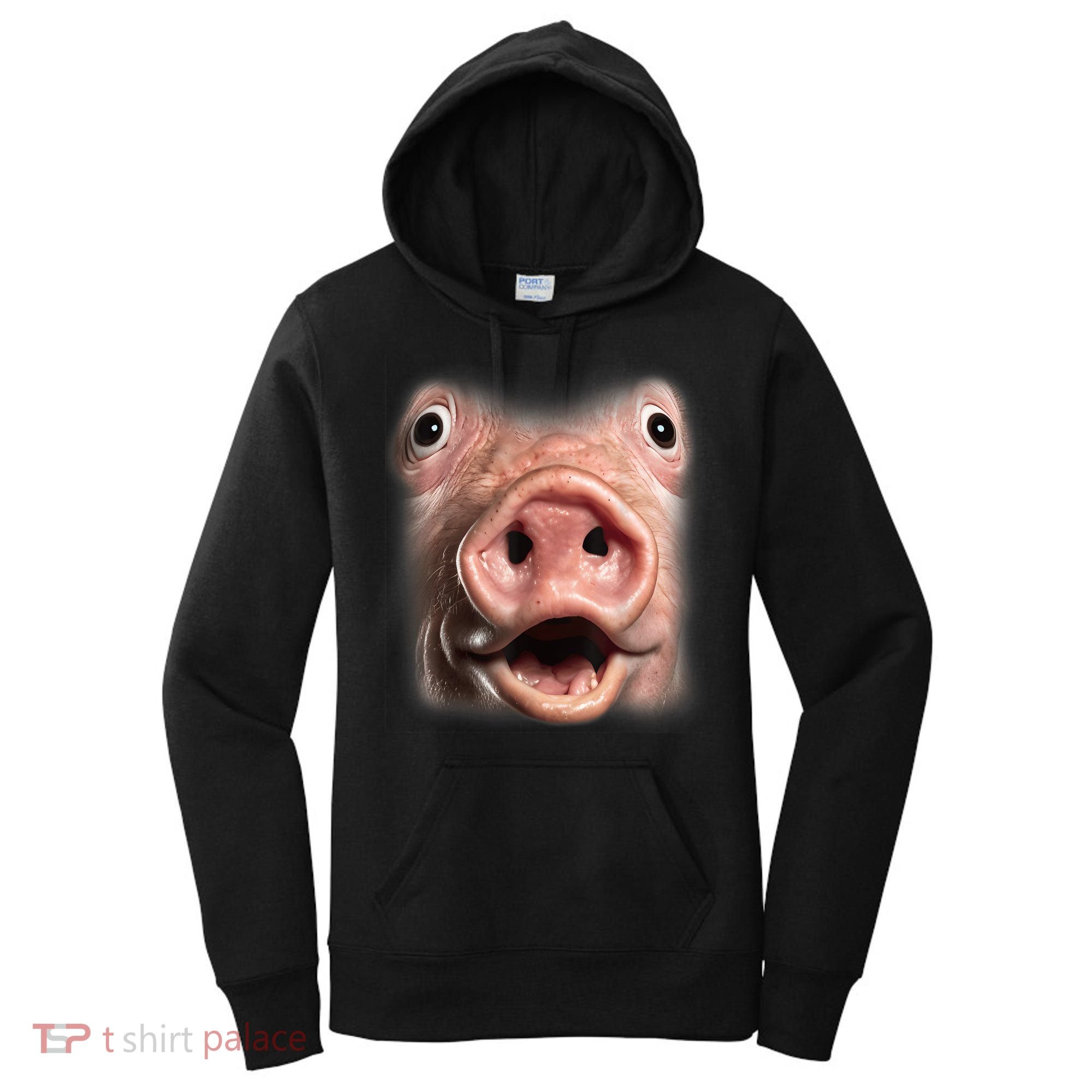 Funny Surprised Pig Face Meme Big Troll Hog Piggy Face Women's Hoodie
