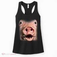 Funny Surprised Pig Face Meme Big Troll Hog Piggy Face Women's Tank Top thumb 0