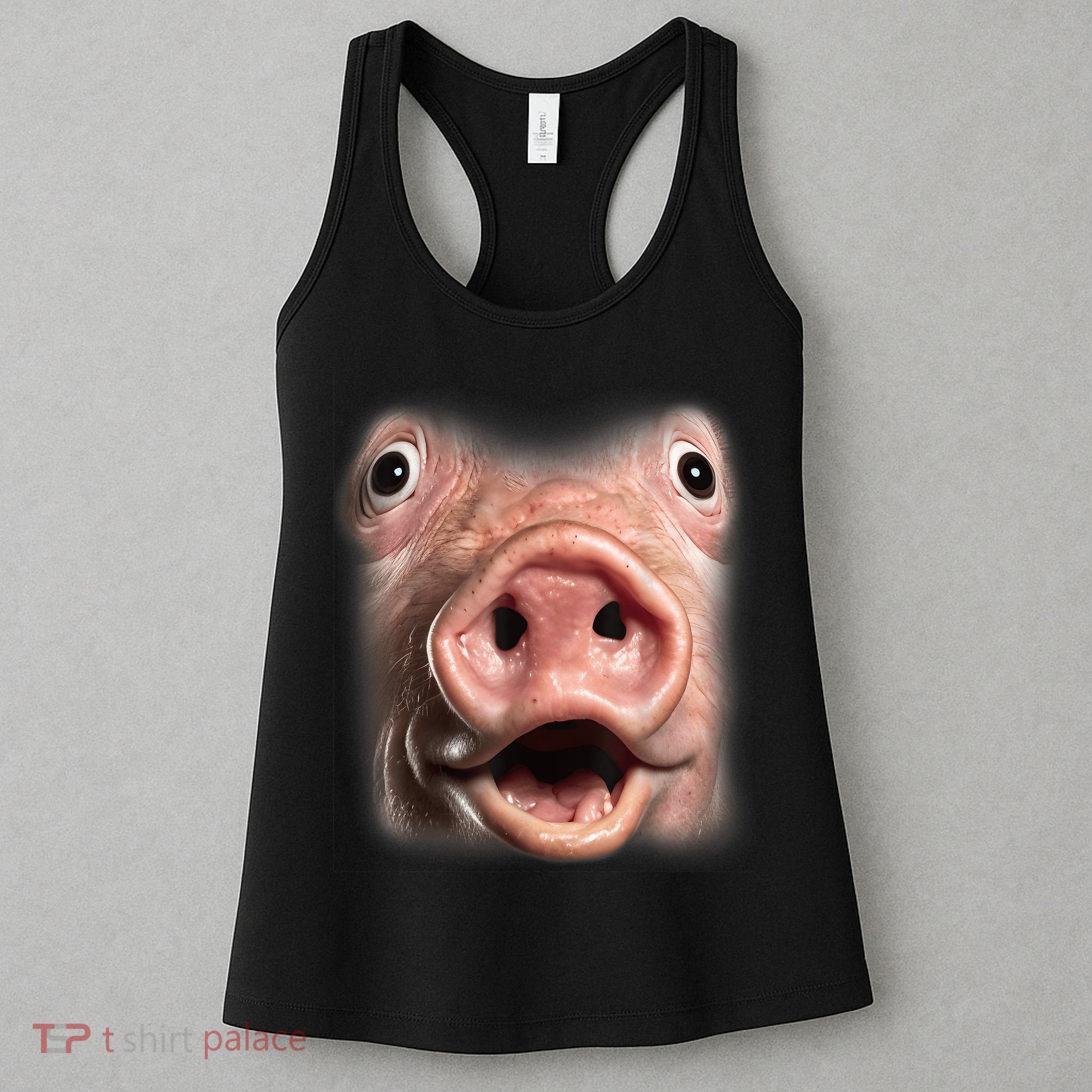 Funny Surprised Pig Face Meme Big Troll Hog Piggy Face Women's Tank Top