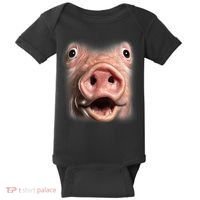 Funny Surprised Pig Face Meme Big Troll Hog Piggy Face Baby Bodysuit thumb 0