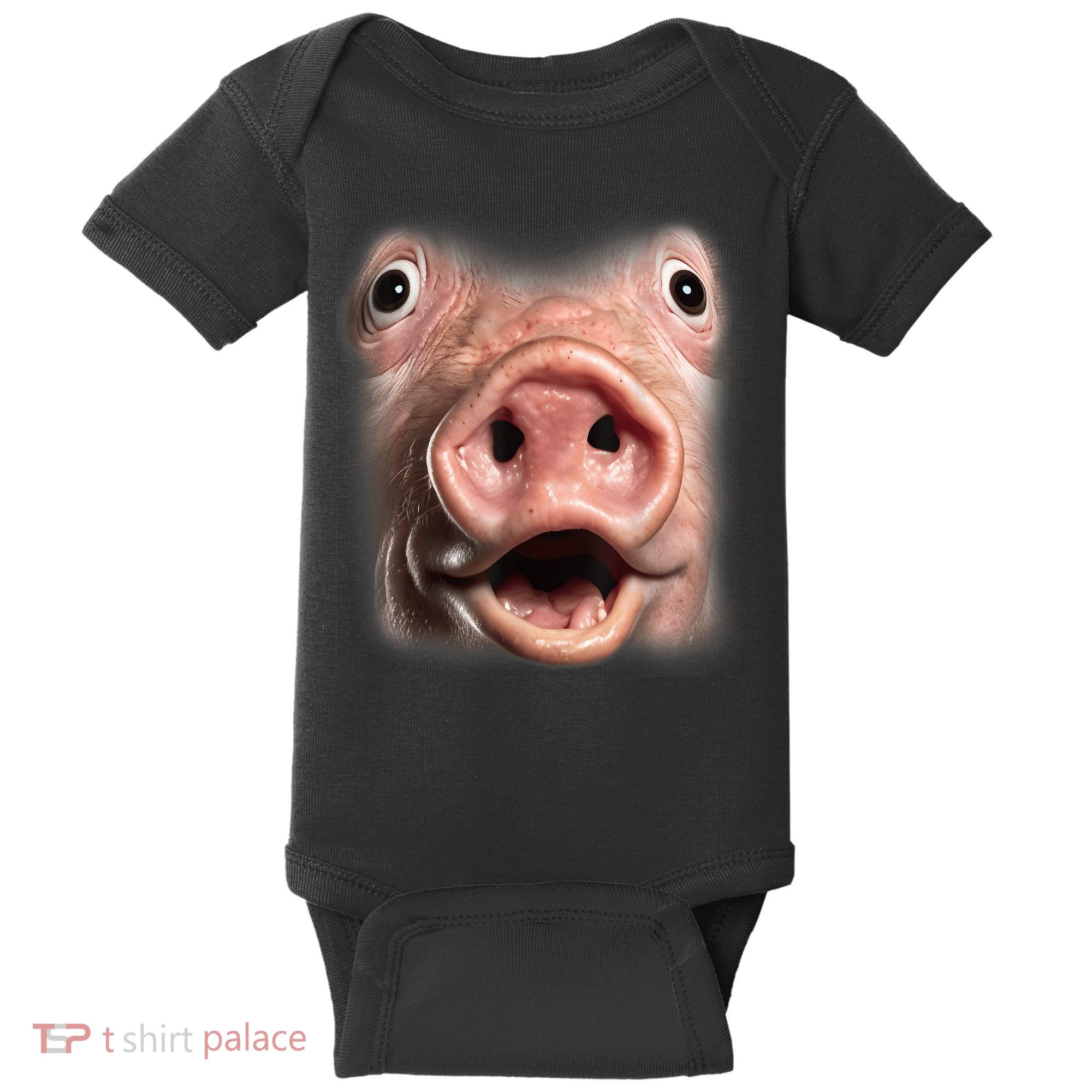 Funny Surprised Pig Face Meme Big Troll Hog Piggy Face Baby Bodysuit