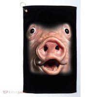 Funny Surprised Pig Face Meme Big Troll Hog Piggy Face Golf Towel thumb 0