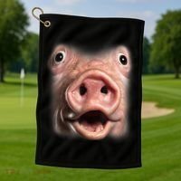 Funny Surprised Pig Face Meme Big Troll Hog Piggy Face Golf Towel thumb 1