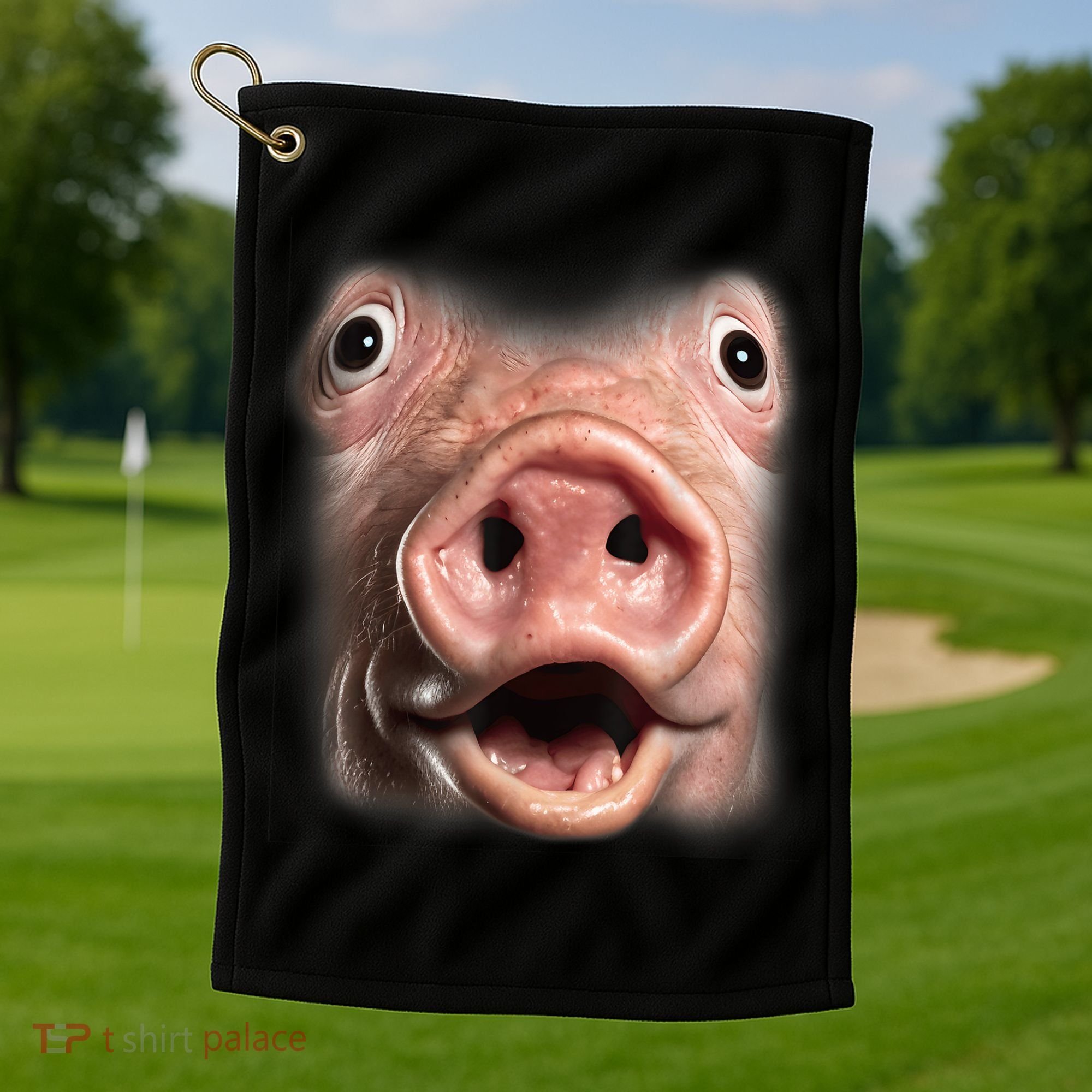 Funny Surprised Pig Face Meme Big Troll Hog Piggy Face Golf Towel