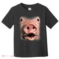 Funny Surprised Pig Face Meme Big Troll Hog Piggy Face Toddler T-Shirt thumb 0