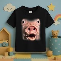 Funny Surprised Pig Face Meme Big Troll Hog Piggy Face Toddler T-Shirt thumb 3