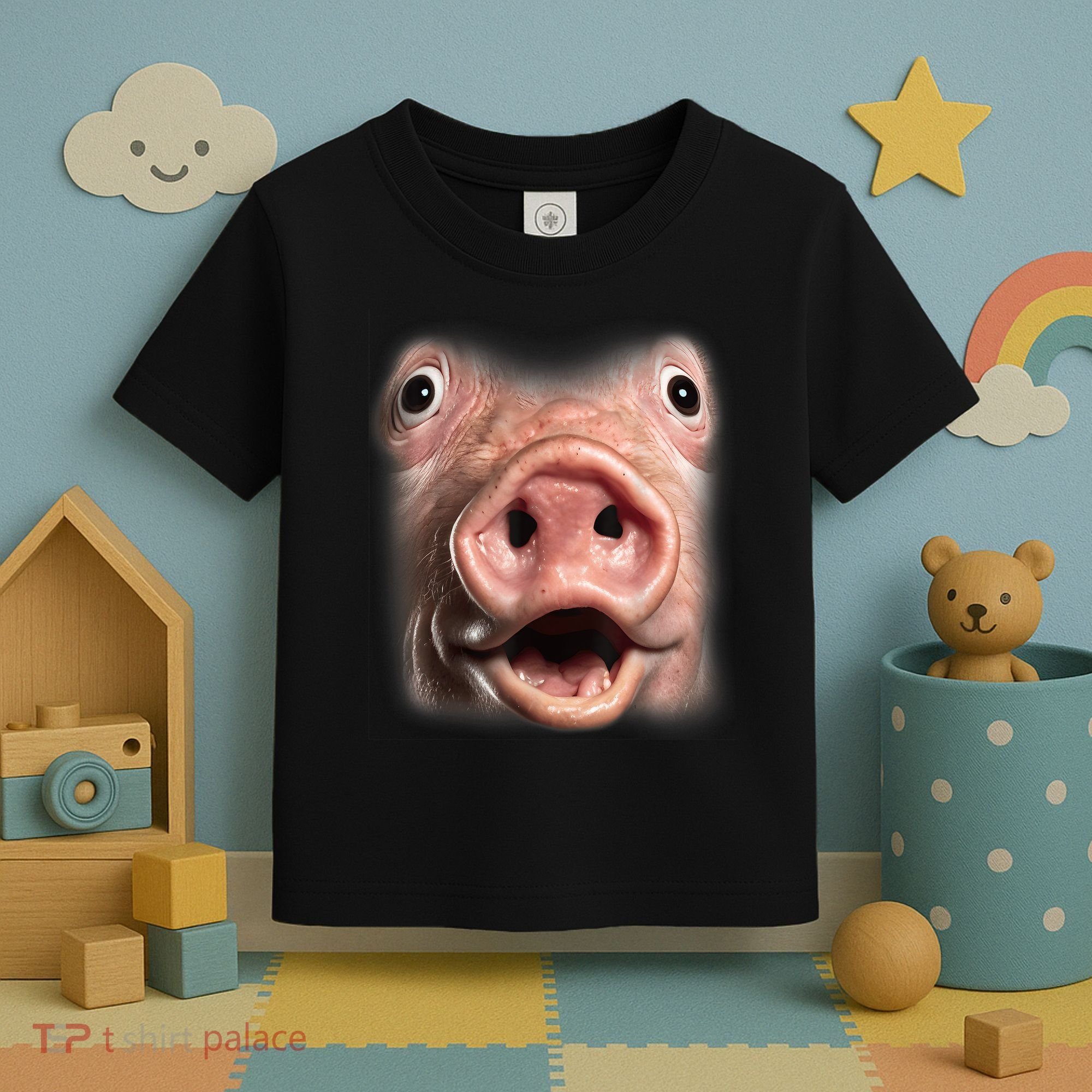 Funny Surprised Pig Face Meme Big Troll Hog Piggy Face Toddler T-Shirt