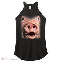 Funny Surprised Pig Face Meme Big Troll Hog Piggy Face Women's Perfect Tri Rocker Tank thumb 0