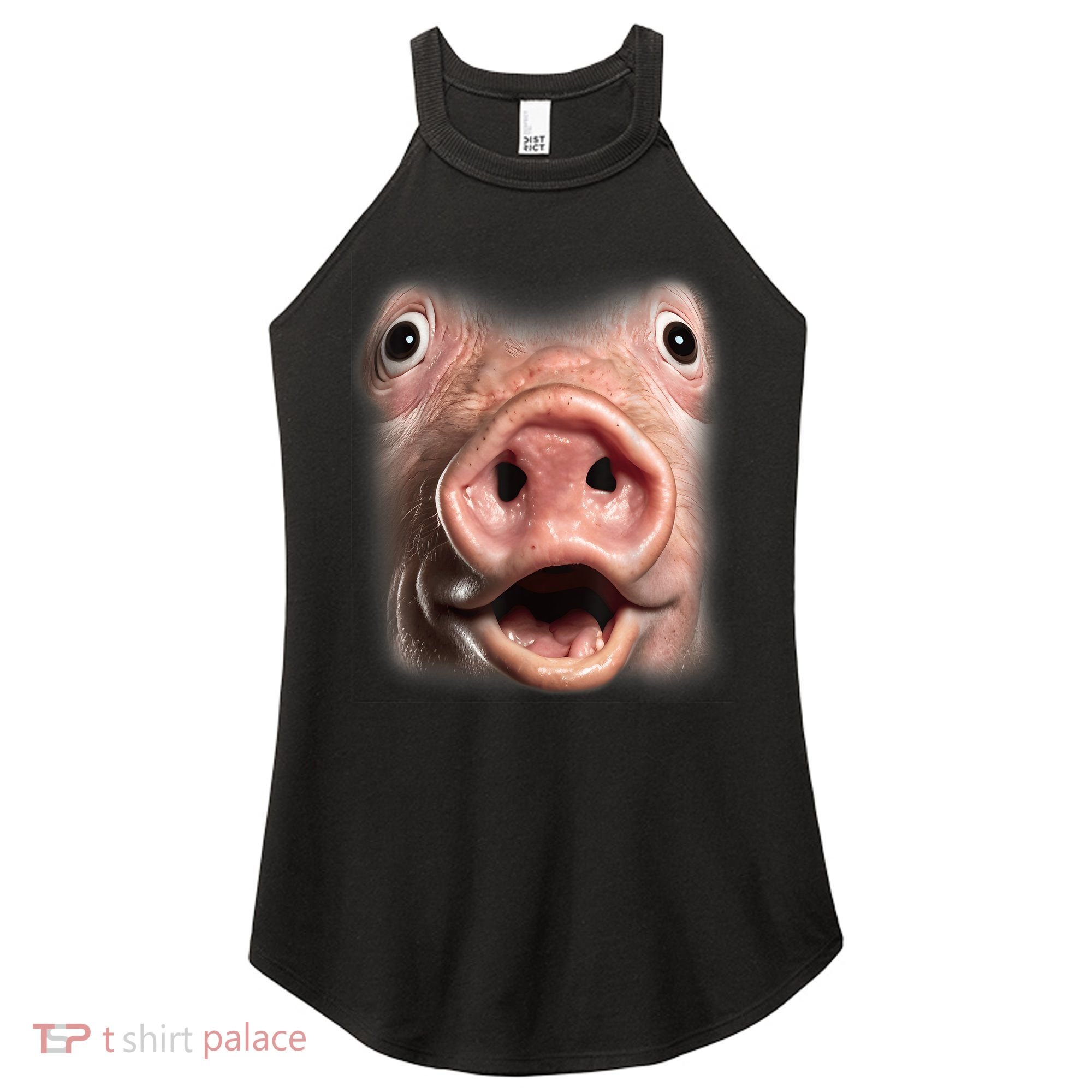 Funny Surprised Pig Face Meme Big Troll Hog Piggy Face Women's Perfect Tri Rocker Tank