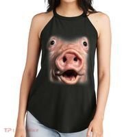 Funny Surprised Pig Face Meme Big Troll Hog Piggy Face Women's Perfect Tri Rocker Tank thumb 2