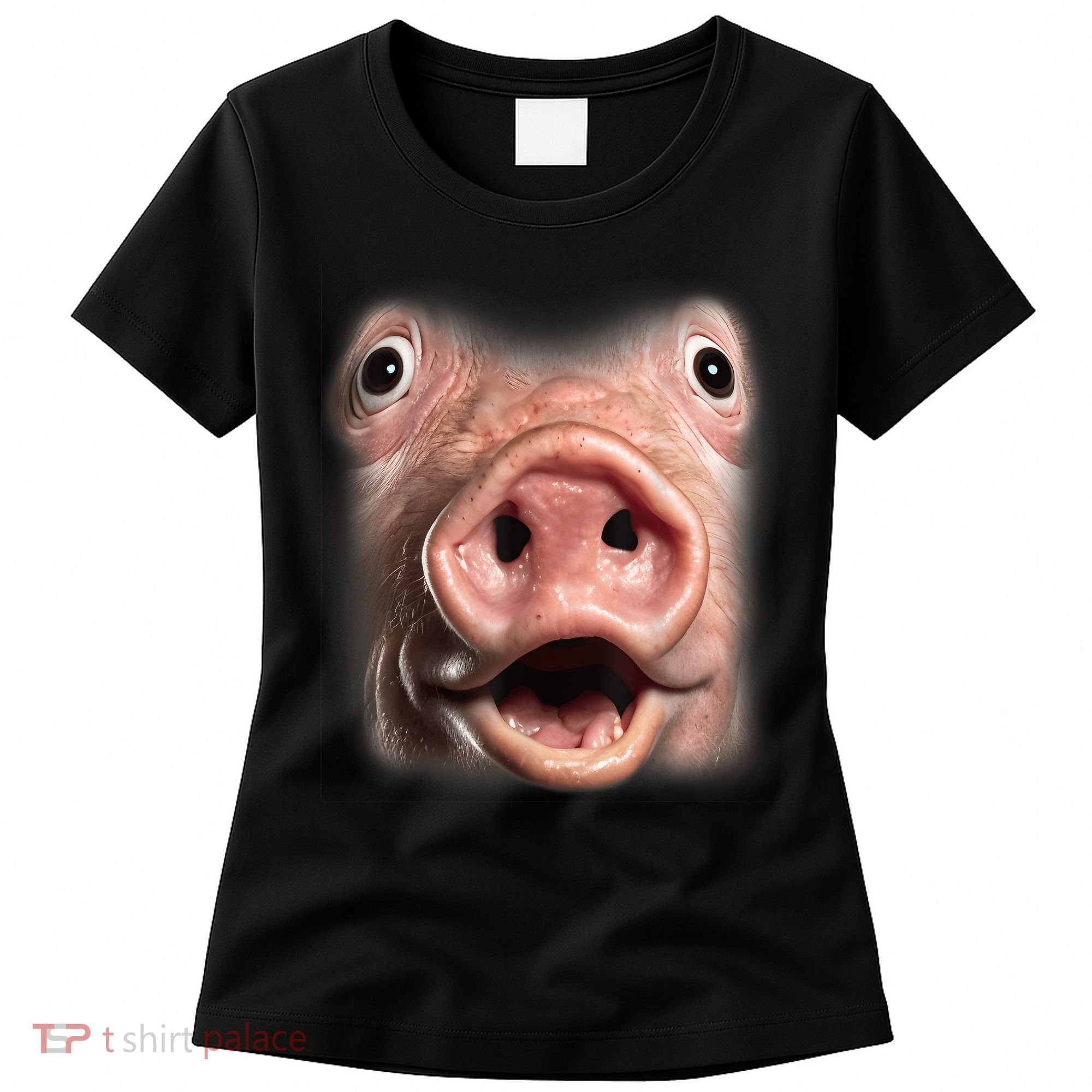 Funny Surprised Pig Face Meme Big Troll Hog Piggy Face Women's T-Shirt