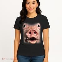 Funny Surprised Pig Face Meme Big Troll Hog Piggy Face Women's T-Shirt thumb 4