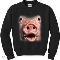 Funny Surprised Pig Face Meme Big Troll Hog Piggy Face Kids Sweatshirt thumb 0