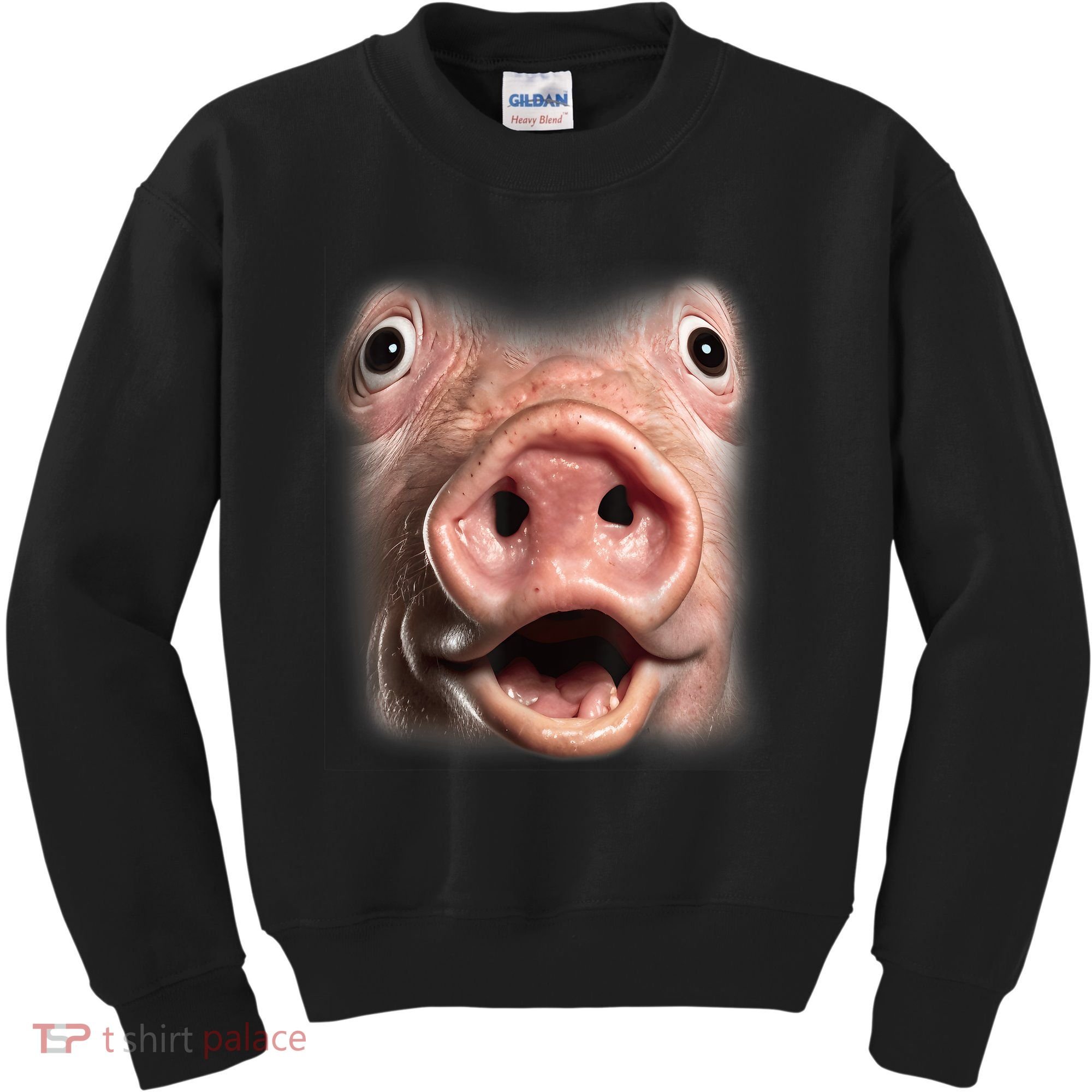 Funny Surprised Pig Face Meme Big Troll Hog Piggy Face Kids Sweatshirt