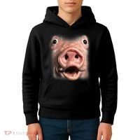 Funny Surprised Pig Face Meme Big Troll Hog Piggy Face Kids Hoodie thumb 4