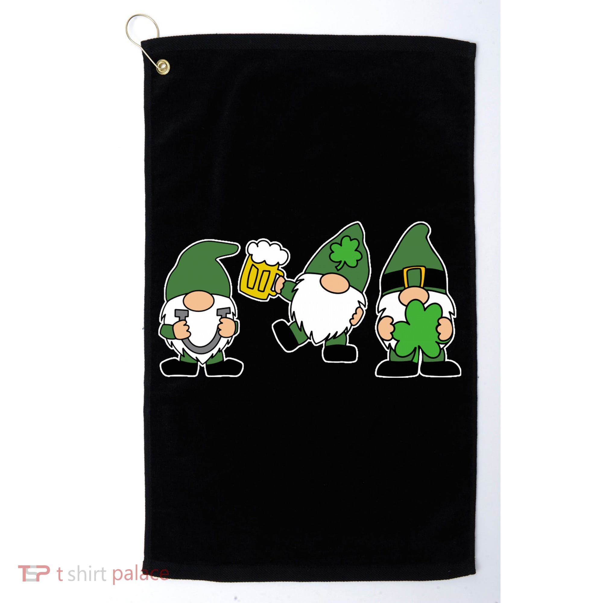 Funny St Patricks Day Drunk Gnomes Golf Towel