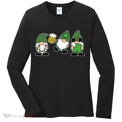 Funny St Patricks Day Drunk Gnomes Women's Long Sleeve Shirt