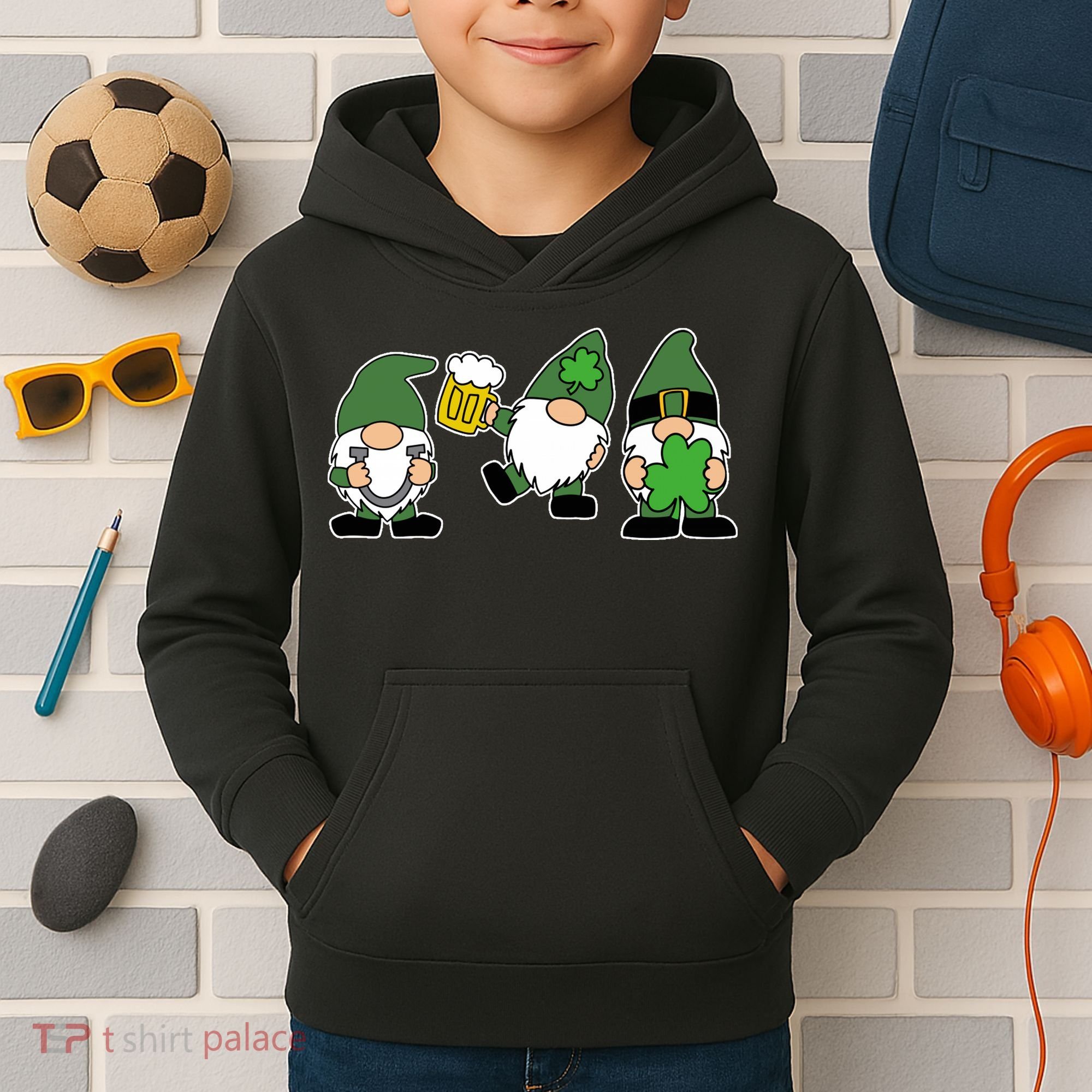 Funny St Patricks Day Drunk Gnomes Kids Hoodie