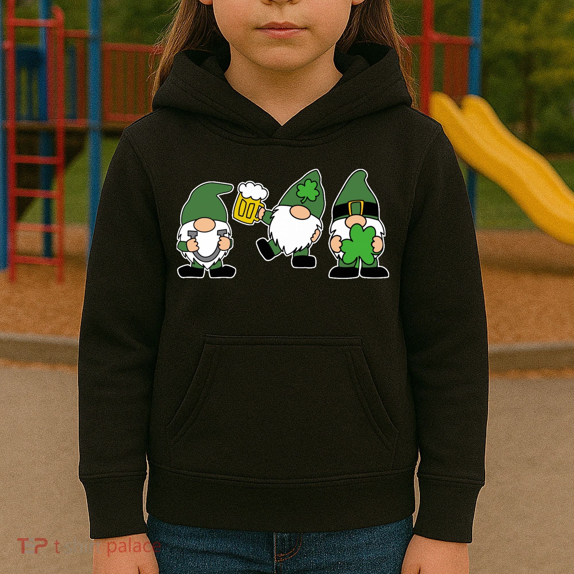 Funny St Patricks Day Drunk Gnomes Kids Hoodie