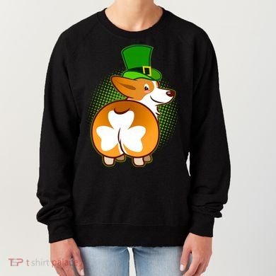 Funny St Patrick's Day Shamrock Corgi Butt Women's Sweatshirt