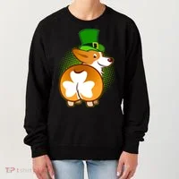 Funny St Patrick's Day Shamrock Corgi Butt Women's Sweatshirt thumb 0
