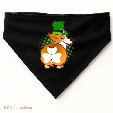 Funny St Patrick's Day Shamrock Corgi Butt USA-Made Doggie Bandana