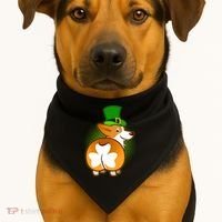 Funny St Patrick's Day Shamrock Corgi Butt USA-Made Doggie Bandana thumb 1