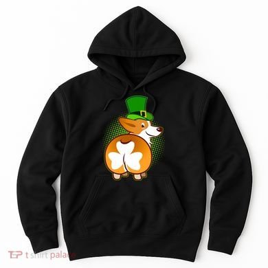 Funny St Patrick's Day Shamrock Corgi Butt Hoodie