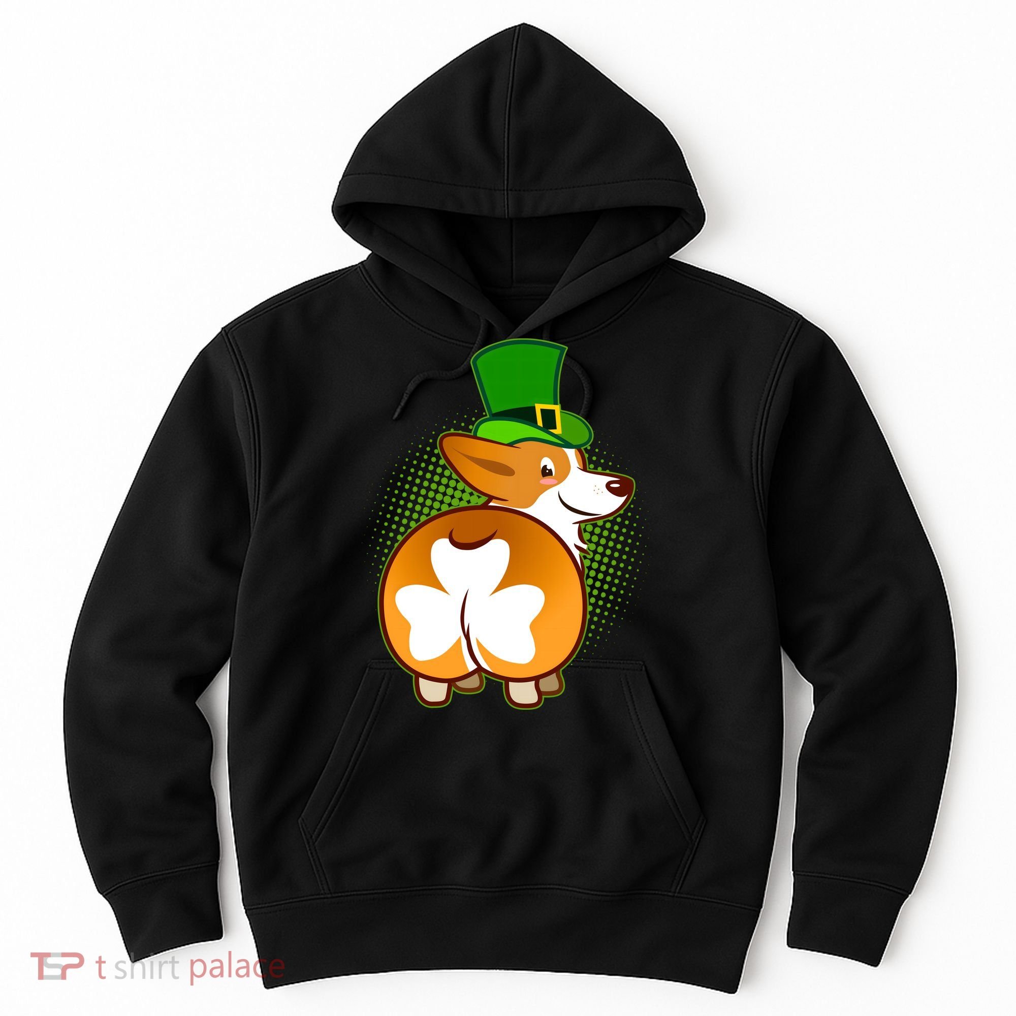 Funny St Patrick's Day Shamrock Corgi Butt Hoodie