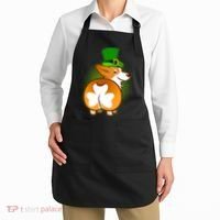 Funny St Patrick's Day Shamrock Corgi Butt Apron thumb 2