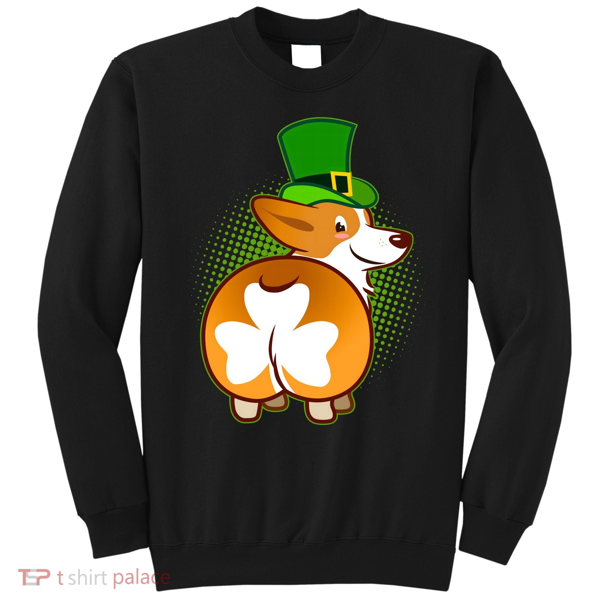 Funny St Patrick's Day Shamrock Corgi Butt Sweatshirt