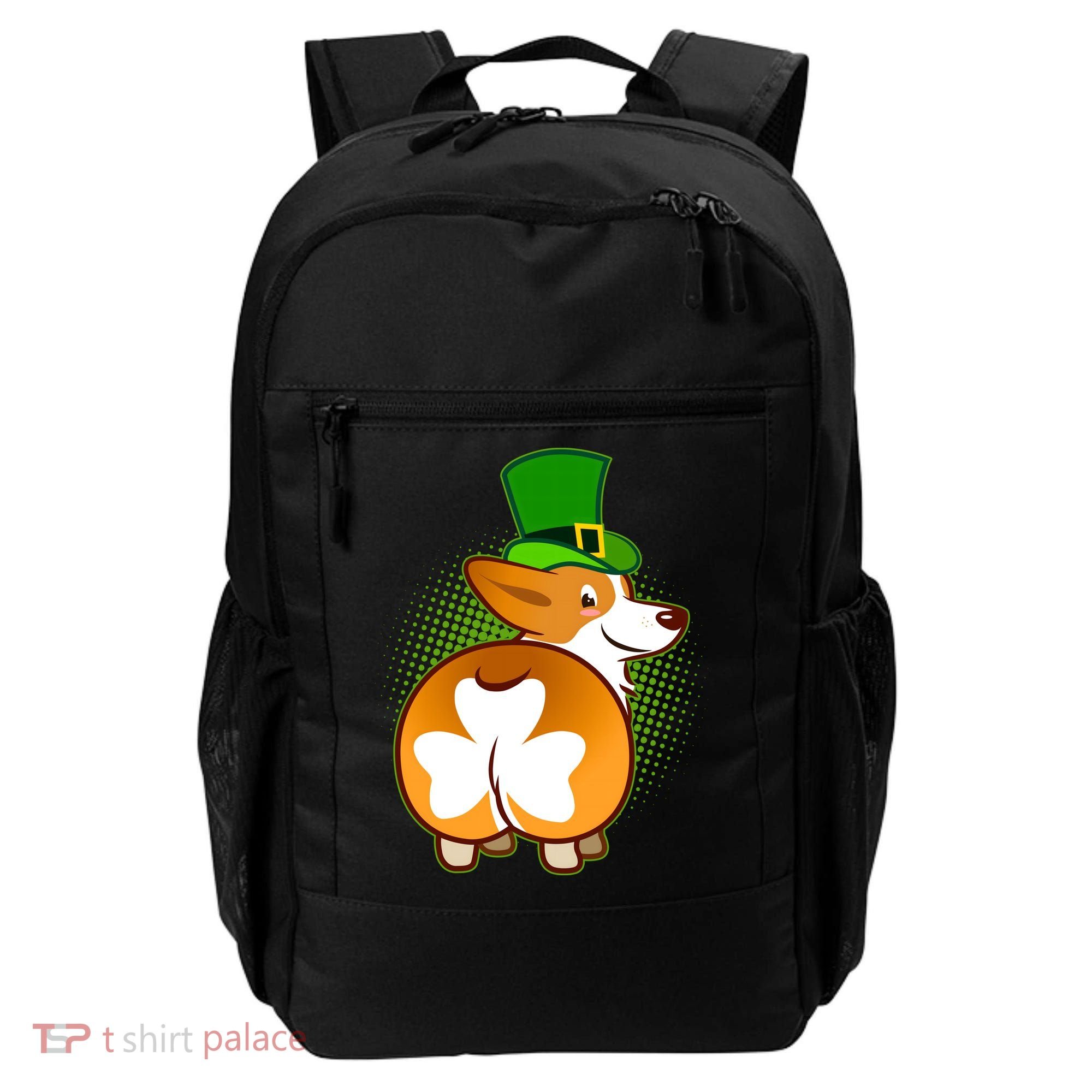 Funny St Patrick's Day Shamrock Corgi Butt Backpack
