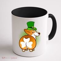 Funny St Patrick's Day Shamrock Corgi Butt Coffee Mug thumb 1