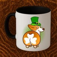 Funny St Patrick's Day Shamrock Corgi Butt Coffee Mug thumb 2