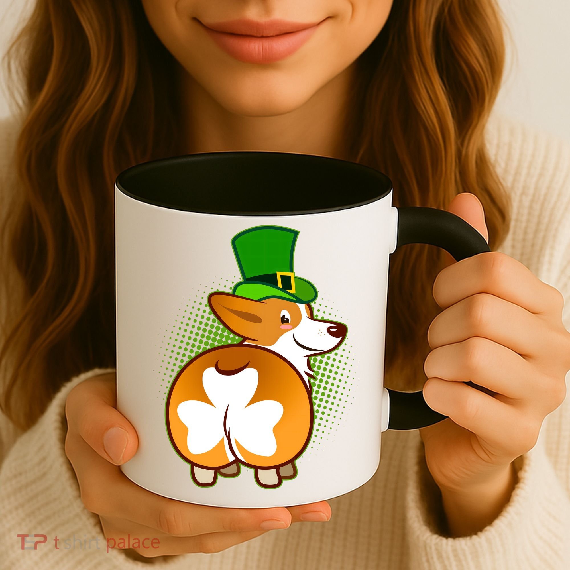 Funny St Patrick's Day Shamrock Corgi Butt Coffee Mug