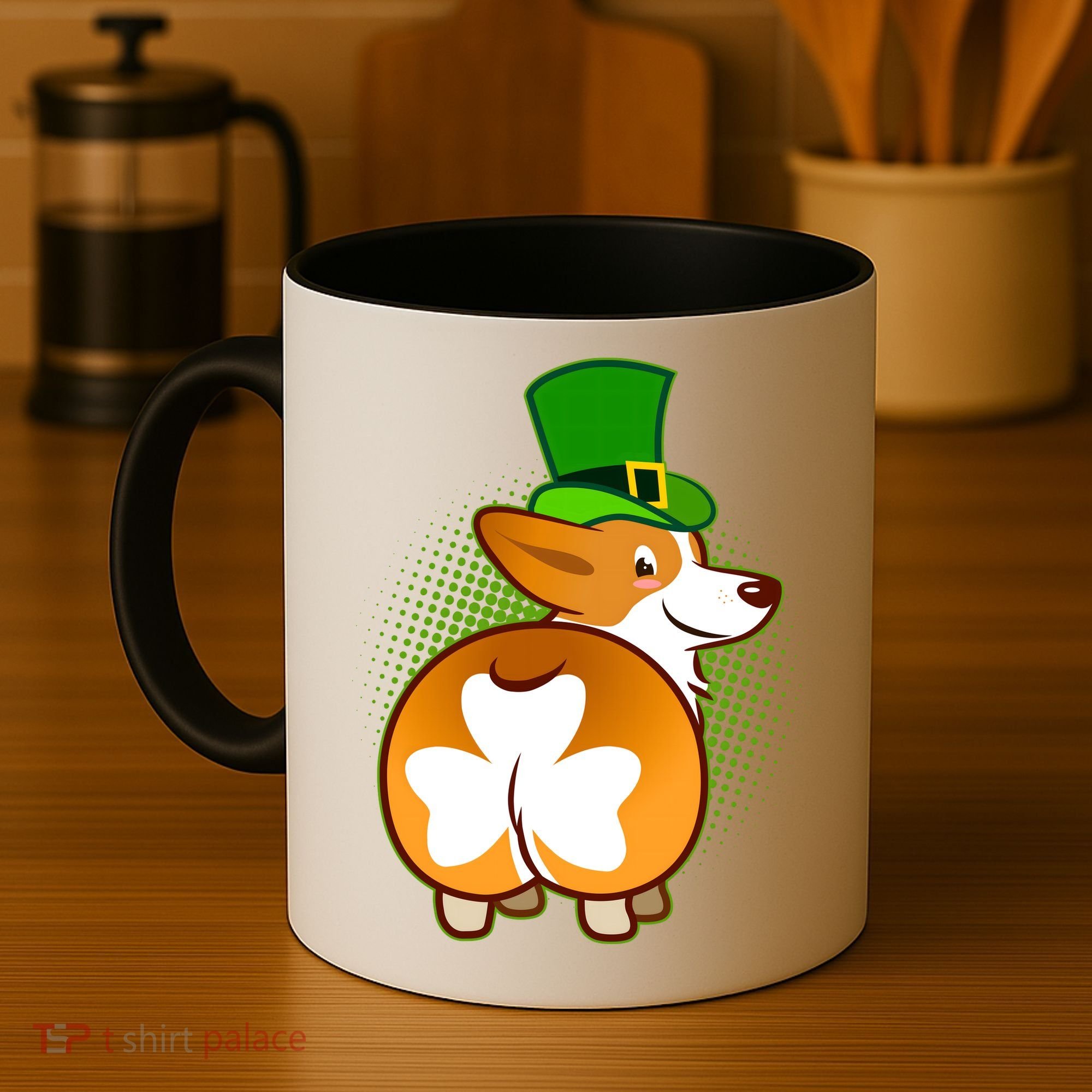 Funny St Patrick's Day Shamrock Corgi Butt Coffee Mug