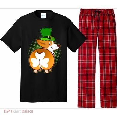 Funny St Patrick's Day Shamrock Corgi Butt Pajama Set