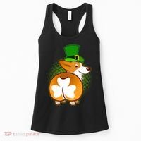 Funny St Patrick's Day Shamrock Corgi Butt Women's Tank Top thumb 0