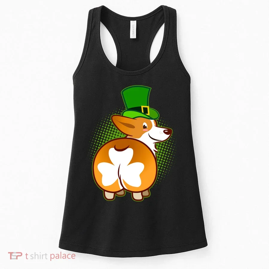 Funny St Patrick's Day Shamrock Corgi Butt Women's Tank Top