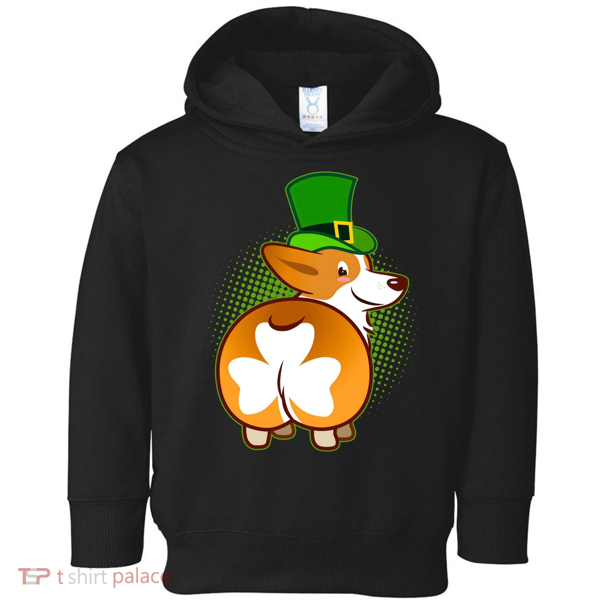 Funny St Patrick's Day Shamrock Corgi Butt Toddler Hoodie