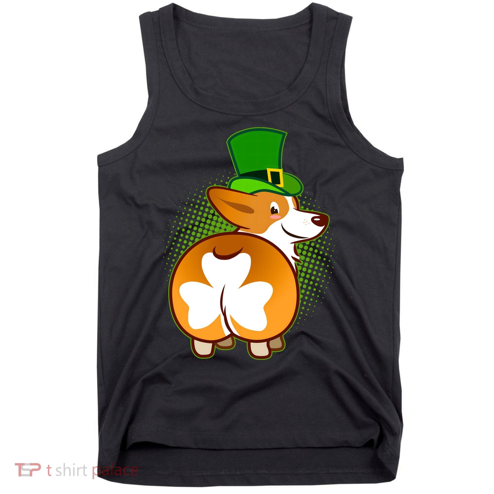 Funny St Patrick's Day Shamrock Corgi Butt Tank Top
