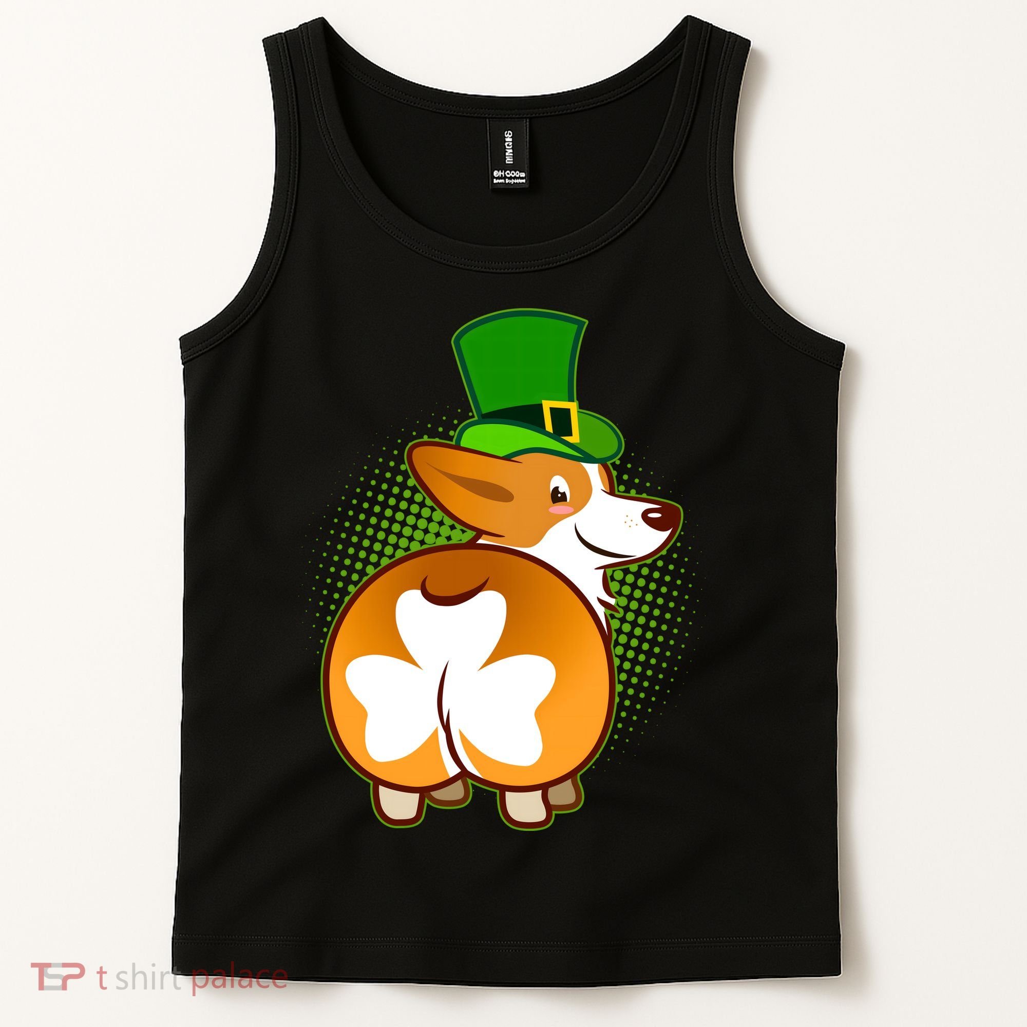 Funny St Patrick's Day Shamrock Corgi Butt Tank Top